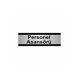 Personel Asansörü 7x20cm Gümüş Renk Metal Yönlendirme Levhası