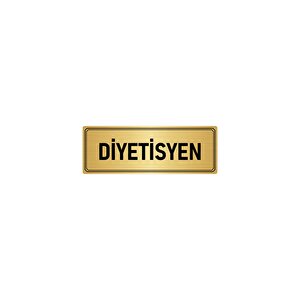 Metal Yönlendirme Levhası, Departman Kapı İsimliği Diyetisyen 7x20 Cm Altın Renk