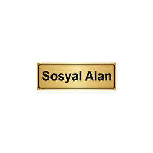 Sosyal Alan Yönlendi̇rme Levhasi 7cmx20cm Altin Renk Metal
