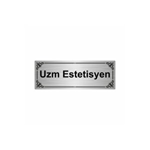 Uzm Estetsyen 7x20cm Gümüş Renk Metal Yönlendirme Levhası