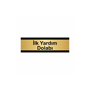 İlk Yardım Dolabı 7x20cm Altın Renk Metal Yönlendirme Levhası