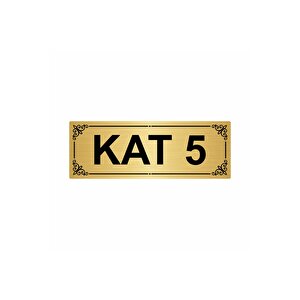 Kat 5  7x20cm Altın Renk Metal Yönlendirme Levhası