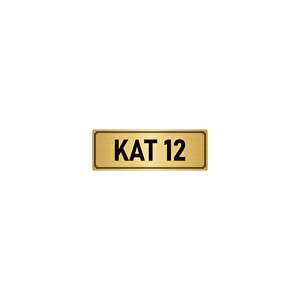 Metal Yönlendirme Levhası, Departman Kapı İsimliği Kat 12 5x20 Cm Altın Renk