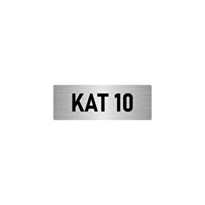 Metal Yönlendirme Levhası, Departman Kapı İsimliği Kat 10 5x20 Cm Gümüş Renk