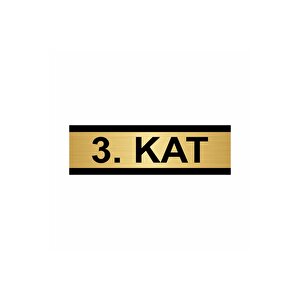 3. Kat 7x20cm Altın Renk Metal Yönlendirme Levhası