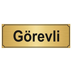 Görevli̇ Yönlendi̇rme Levhasi 10cmx20cm Altin Renk Metal