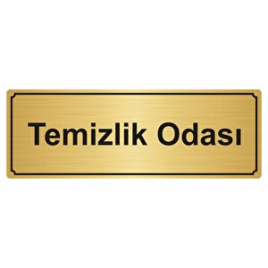 Temi̇zli̇k Odasi Yönlendi̇rme Levhasi 5cmx20cm Altin Renk Metal