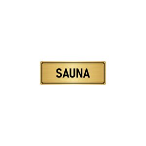 Metal Yönlendirme Levhası, Departman Kapı İsimliği Sauna 5x20 Cm Altın Renk