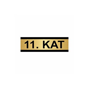 11. Kat 10x20cm Altın Renk Metal Yönlendirme Levhası