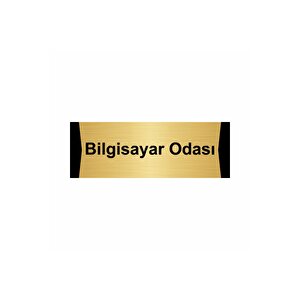 Bilgisayar Odası 10x20cm Altın Renk Metal Yönlendirme Levhası