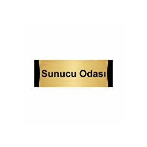 Sunucu Odası 10x20cm Altın Renk Metal Yönlendirme Levhası