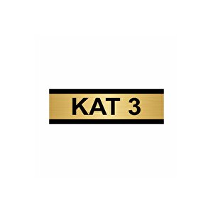 Kat 3 10x20cm Altın Renk Metal Yönlendirme Levhası