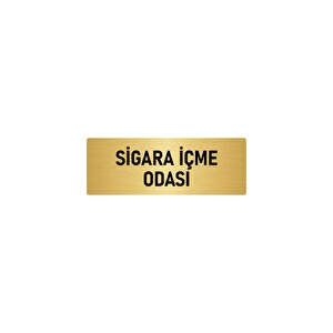 Metal Yönlendirme Levhası, Departman Kapı İsimliği Sigara İçme Odası 7x20 Cm Altın Renk