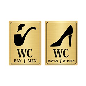 Wc Bay Bayan Yönlendirme Levhası 13 X 18 Cm Yapışkanlı Altın Renk