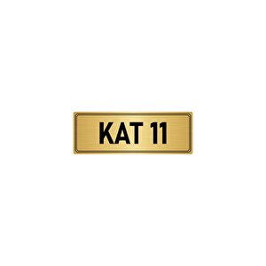 Metal Yönlendirme Levhası, Departman Kapı İsimliği Kat 11 10x20 Cm Altın Renk