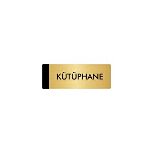 Metal Yönlendirme Levhası, Departman Kapı Isimliği Kütüphane 7x20 Cm Altın Renk