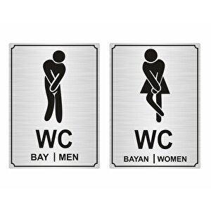 Wc Bay Bayan Yönlendirme Levhası 13 X 18 Cm Yapışkanlı Gümüş Renk