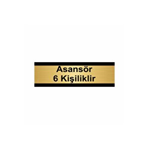 Asansör 6 Kişiliktir 5x20cm Altın Renk Metal Yönlendirme Levhası
