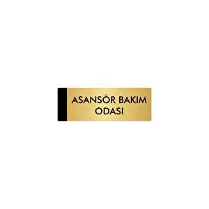 Metal Yönlendirme Levhası, Departman Kapı Isimliği Asansör Bakım Odası 7x20 Cm Altın Renk