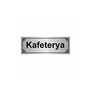 Kafeterya 7x20cm Gümüş Renk Metal Yönlendirme Levhası