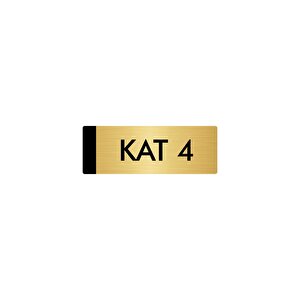 Metal Yönlendirme Levhası, Departman Kapı Isimliği Kat 4 10x20 Cm Altın Renk