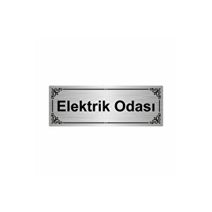 Elektrik Odası 7x20cm Gümüş Renk Metal Yönlendirme Levhası