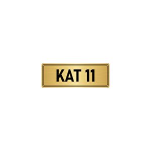 Metal Yönlendirme Levhası, Departman Kapı İsimliği Kat 11 7x20 Cm Altın Renk