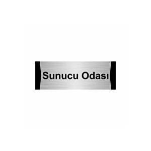 Sunucu Odası 7x20cm Gümüş Renk Metal Yönlendirme Levhası