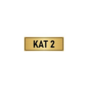 Metal Yönlendirme Levhası, Departman Kapı İsimliği Kat 2 7x20 Cm Altın Renk