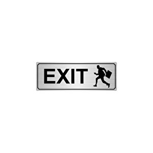 Exit Sola Yönlendi̇rme Levhasi 10cmx20cm Gümüş Renk Metal