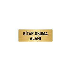 Metal Yönlendirme Levhası, Departman Kapı İsimliği Kitap Okuma Alanı 7x20 Cm Altın Renk