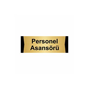 Personel Asansörü 7x20cm Altın Renk Metal Yönlendirme Levhası