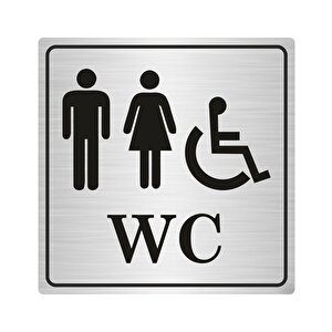 Wc Yönlendi̇rme Levhasi Bay Bayan 15cmx15cm Sy02 Gümüş Renk