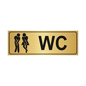 Wc Bay Bayan Yönlendirme Levhası 7 X 20 Cm Yapışkanlı Altın Renk