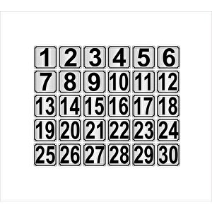 Metal Kapı,masa,dolap Numarası 15cmx15cm 30 Adet (1…30) Gümüş Renk Metal