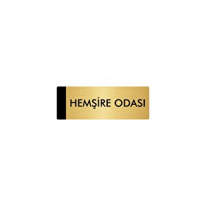 Metal Yönlendirme Levhası, Departman Kapı Isimliği Hemşire Odası 7x20 Cm Altın Renk