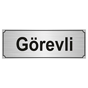 Görevli̇ Yönlendi̇rme Levhasi 7cmx20cm Gümüş Renk Metal