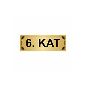 6.kat  7x20cm Altın Renk Metal Yönlendirme Levhası