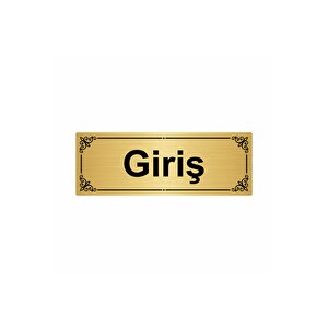 Giriş 7x20cm Altın Renk Metal Yönlendirme Levhası