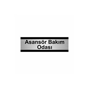 Asansör Bakım Odası  7x20cm Gümüş Renk Metal Yönlendirme Levhası