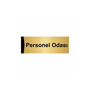 Personel Odası 10x20cm Altın Renk Metal Yönlendirme Levhası