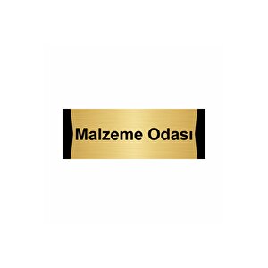 Malzeme Odası 7x20cm Altın Renk Metal Yönlendirme Levhası