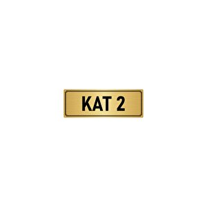 Metal Yönlendirme Levhası, Departman Kapı İsimliği Kat 2 5x20 Cm Altın Renk