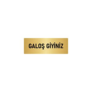 Metal Yönlendirme Levhası, Departman Kapı İsimliği Galoş Giyiniz 10x20 Cm Altın Renk
