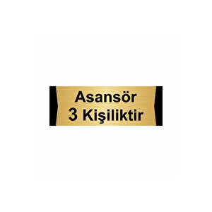 Asansör 3 Kişiliktir 5x20cm Altın Renk Metal Yönlendirme Levhası