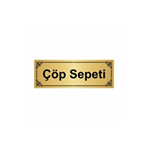Çöp Sepeti 7x20cm Altın Renk Metal Yönlendirme Levhası