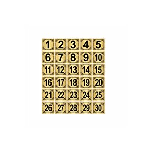 Metal Kapı,masa,dolap Numarası 7x7cm 30 Adet (1..30) Altın Renk Metal