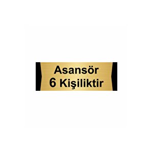 Asansör 6 Kişiliktir 5x20cm Altın Renk Metal Yönlendirme Levhası
