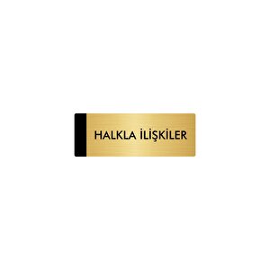 Metal Yönlendirme Levhası, Departman Kapı Isimliği Halkla İlişkiler 5x20 Cm Altın Renk