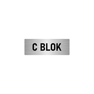 Metal Yönlendirme Levhası, Departman Kapı İsimliği C Blok 10x20 Cm Gümüş Renk